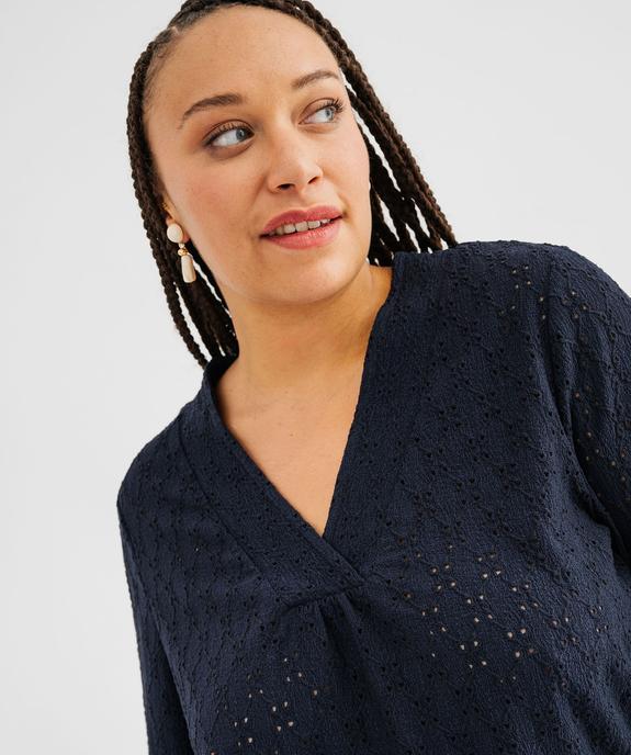 Blouse manches longues en maille ajourée femme grande taille vue2 - GEMO 4G GT - GEMO