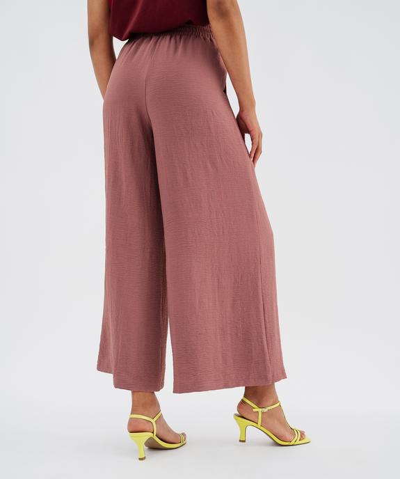 Pantalon large et fluide à taille élastiquée et liens à nouer femme vue3 - GEMO 4G FEMME - GEMO