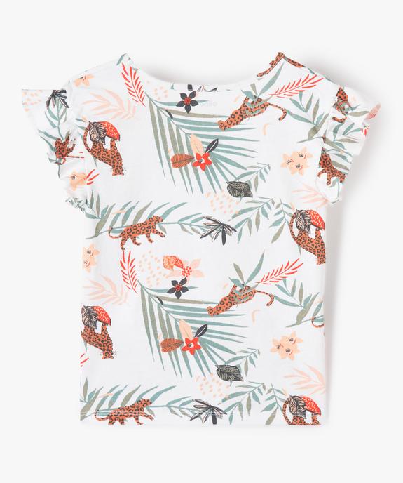 Tee-shirt fille à manches courtes volantées et motif jungle vue3 - GEMO (ENFANT) - GEMO