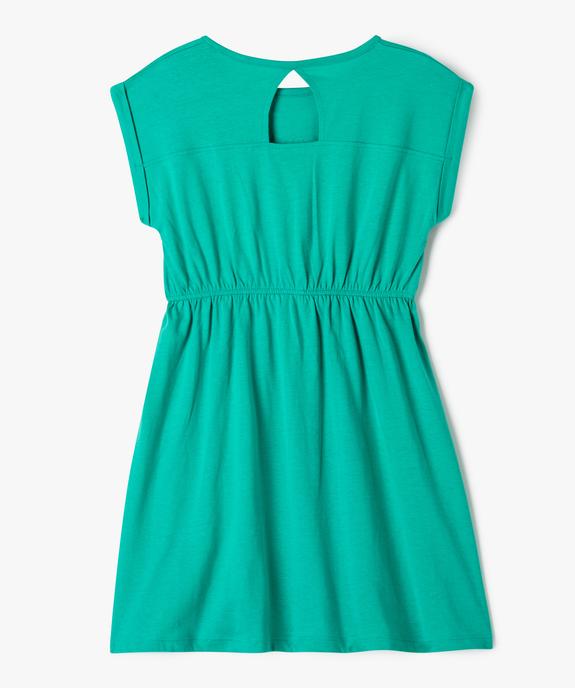 Robe à manches courtes en coton avec motif sur le buste fille vue4 - GEMO 4G FILLE - GEMO