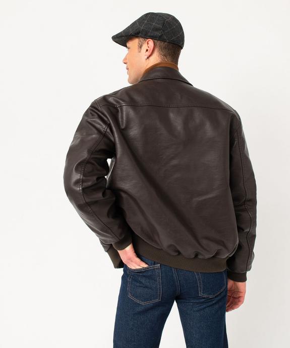 Blouson en cuir imitation avec larges poches homme  vue3 - GEMO 4G HOMME - GEMO