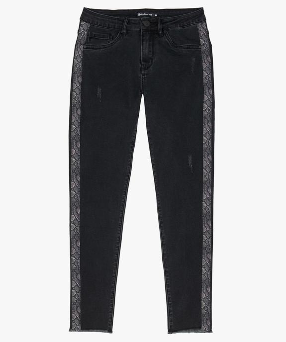 Jeans femme skinny finition frangée à bandes imprimées python vue4 - FOLLOW ME - GEMO