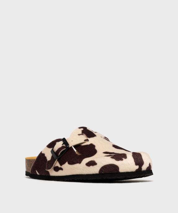 Sabots à semelle intérieure cuir imprimé pelage femme - Follow Me vue3 - FOLLOW ME - GEMO