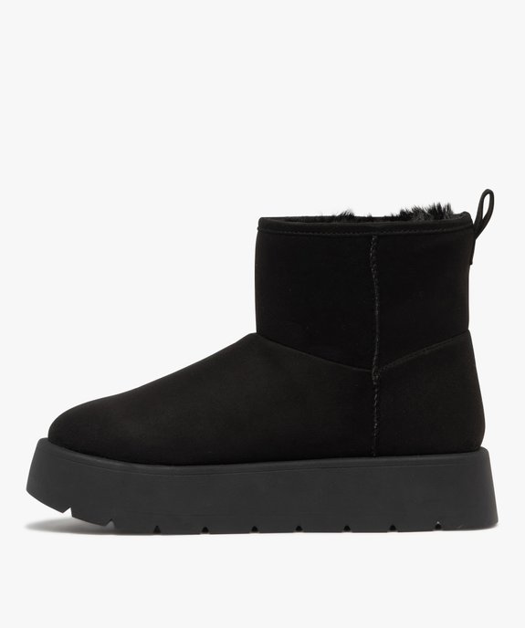 Boots femme fourrées et compensées en suédine  vue3 - 5 MILES - GEMO