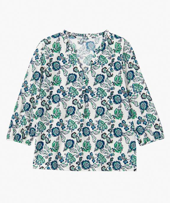 Tee-shirt femme à manches 3/4 avec décolleté en V vue4 - GEMO 4G FEMME - GEMO