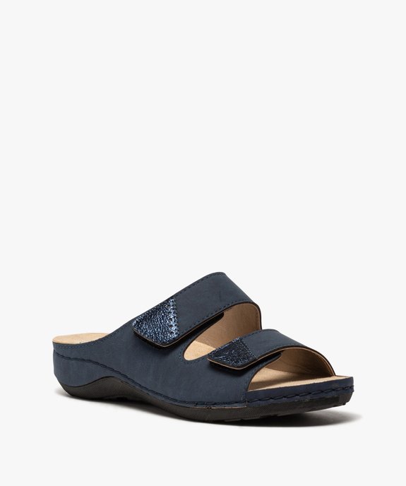 Mules femme confort à brides scratch finitions métallisées vue2 - GEMO (CONFORT) - GEMO