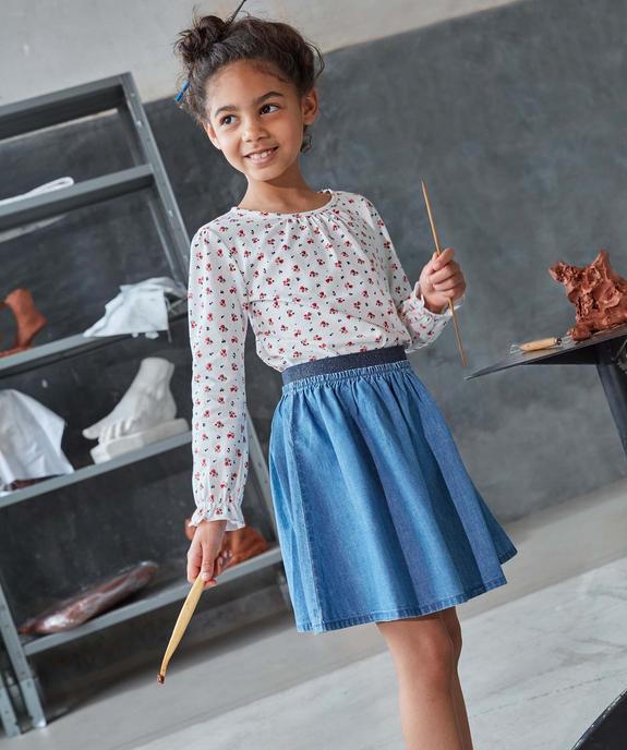 Tee-shirt fille imprimé à manches longues et fronces vue4 - GEMO (ENFANT) - GEMO