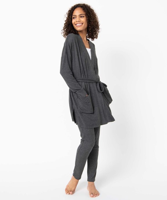 Veste d'intérieur femme en maille duveteuse avec ceinture à nouer vue5 - GEMO(HOMWR FEM) - GEMO