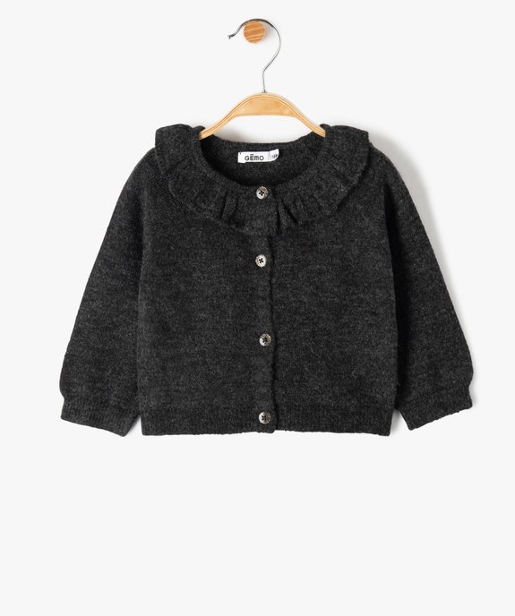 Gilet bébé fille à grand col volanté vue1 - GEMO(BEBE DEBT) - GEMO