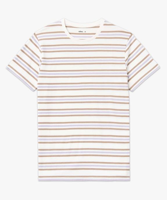 Tee-shirt homme rayé à manches courtes vue4 - GEMO 4G HOMME - GEMO