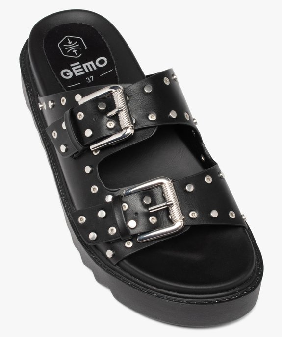 Mules femme à larges brides à boucle et clous métalliques vue5 - GEMO (CASUAL) - GEMO