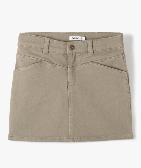 Jupe fille courte en coton stretch coupe trapèze vue1 - GEMO (ENFANT) - GEMO