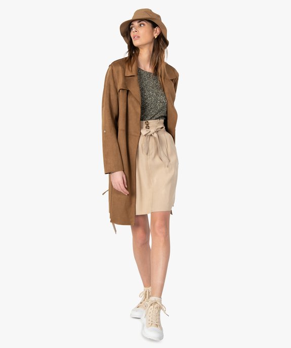 Jupe femme en toile avec ceinture à nouer vue5 - GEMO(FEMME PAP) - GEMO