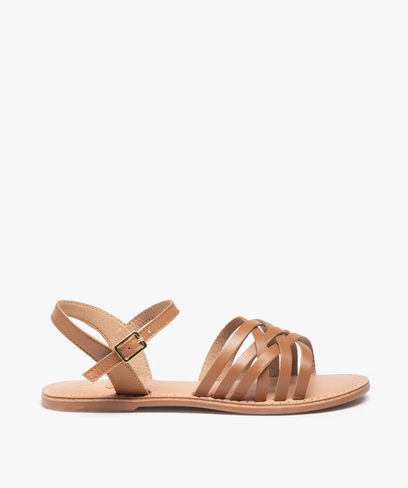 Sandales fille à fines lanières en cuir uni vue1 - GEMO (ENFANT) - GEMO