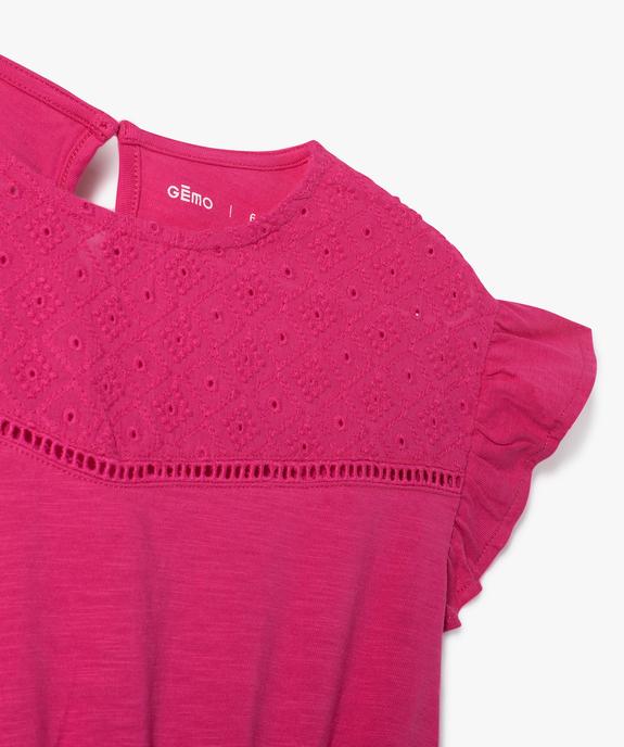 Robe fille en maille avec buste brodé et manches à volants vue2 - GEMO 4G FILLE - GEMO