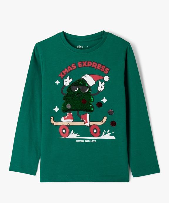 Tee-shirt de Noël à sequins garçon vue1 - GEMO (ENFANT) - GEMO