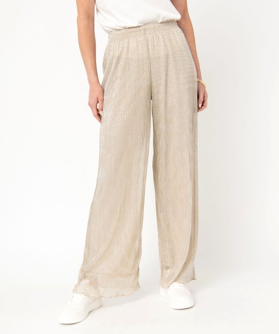Pantalon scintillant en maille plissée femme vue1 - GEMO(FEMME PAP) - GEMO