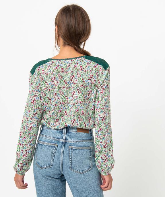 Tee-shirt femme avec dentelle sur les épaules et sur le col vue3 - GEMO 4G FEMME - GEMO