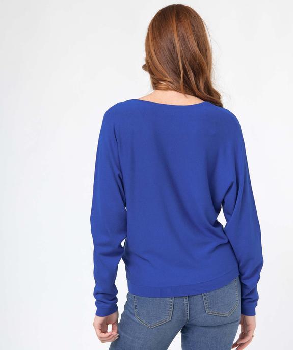 Pull col V zippé et manches chauve-souris femme vue3 - GEMO 4G FEMME - GEMO