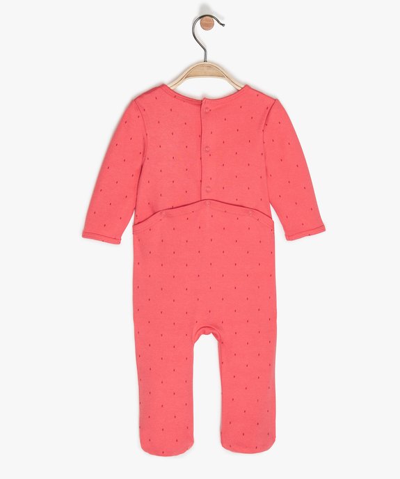 Pyjama bébé fille à fermeture dos en coton bio imprimé pommes  vue2 - GEMO 4G BEBE - GEMO