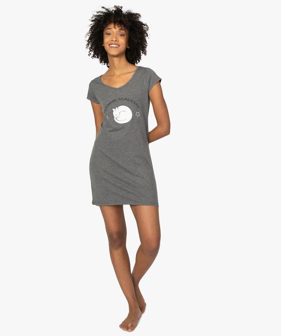 Chemise de nuit imprimée à manches courtes femme vue1 - GEMO 4G FEMME - GEMO