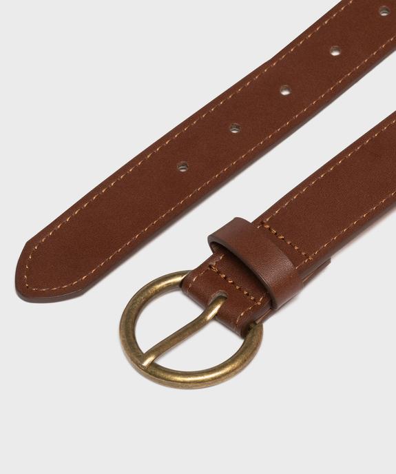 Ceinture ajourée et surpiquée à boucle ronde en métal vieilli femme vue2 - GEMO (ACCESS) - GEMO