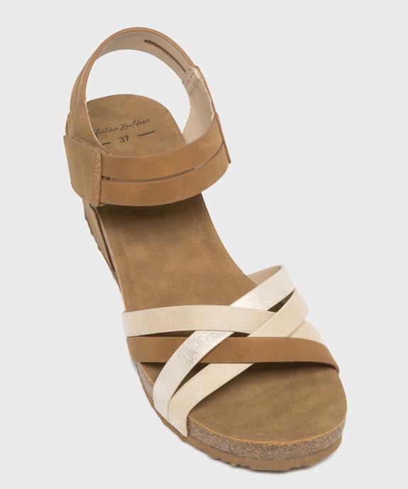 Sandales à talon compensé en suédine et bride scratch femme vue5 - VALENTINA BALDA - GEMO