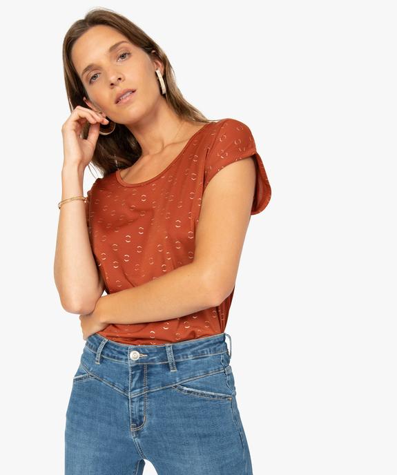 Tee-shirt femme à motifs pailletés et brides croisées dos vue1 - GEMO(FEMME PAP) - GEMO