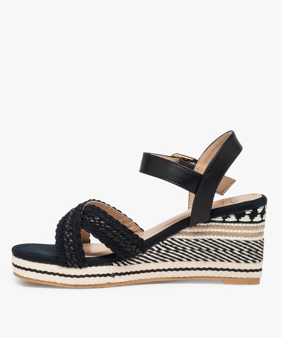 Sandales femme à talon compensé et brides tressées vue3 - GEMO(URBAIN) - GEMO