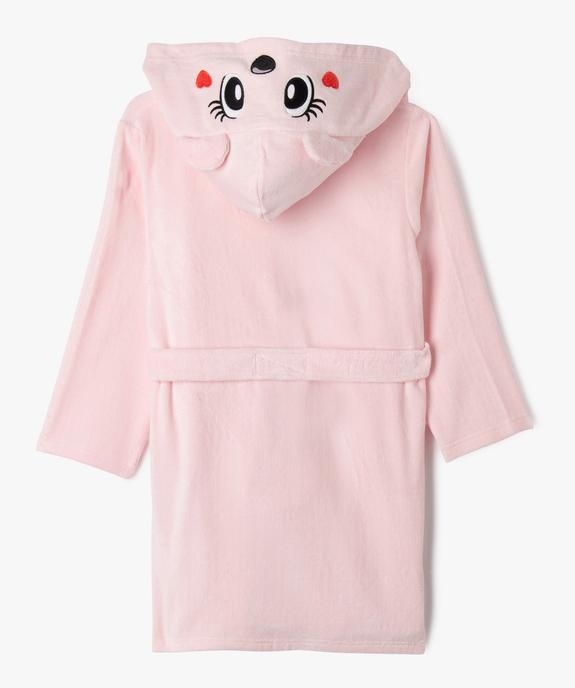 Peignoir en velours avec capuche brodée fille vue3 - GEMO 4G FILLE - GEMO