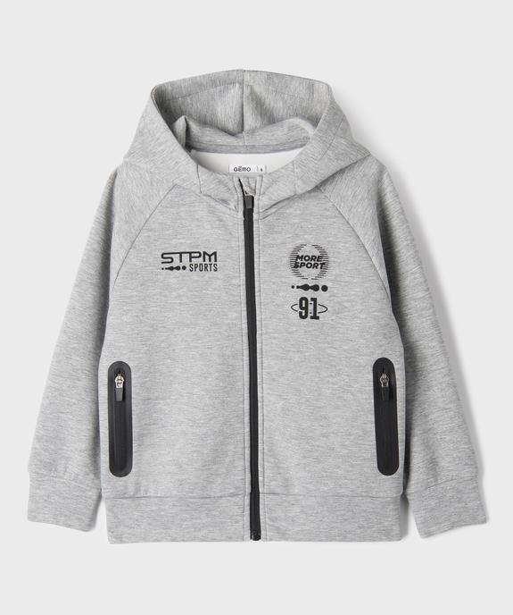Sweat de sport zippé à capuche garçon vue3 - GEMO (ENFANT) - GEMO