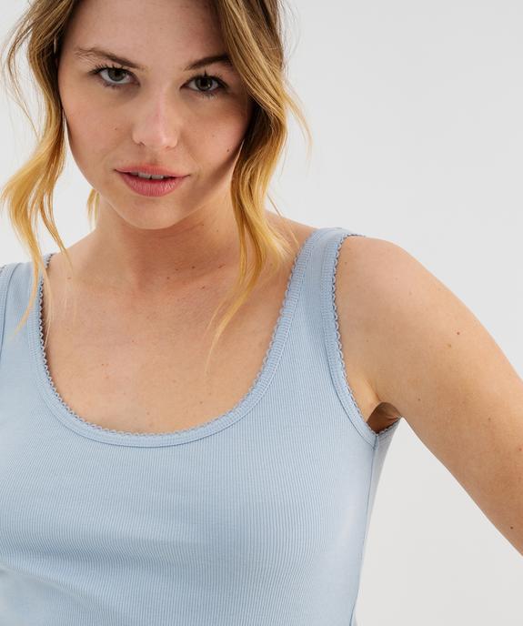 Débardeur lingerie en maille côtelée femme vue2 - GEMO 4G FEMME - GEMO