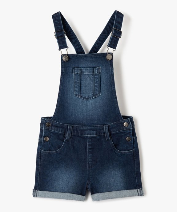 Salopette fille en jean coupe courte vue1 - GEMO (ENFANT) - GEMO