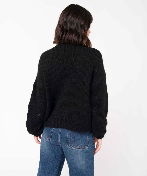 Gilet femme en maille fantaisie ajourée vue3 - GEMO(FEMME PAP) - GEMO
