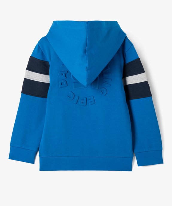 Sweat garçon zippé à capuche, bandes colorées et motif en relief vue5 - GEMO (ENFANT) - GEMO