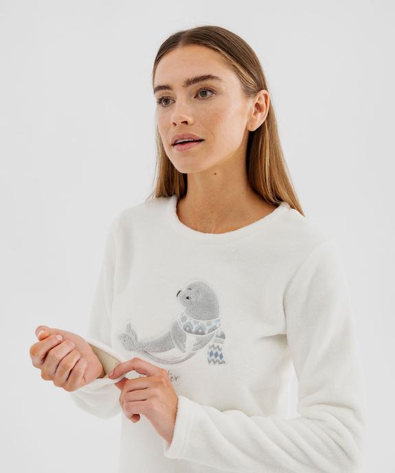 Pyjama chaud en polaire et sherpa imprimé femme vue2 - GEMO(HOMWR FEM) - GEMO