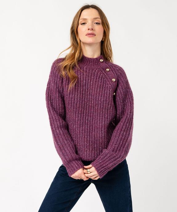 Pull en grosse maille avec boutons métalliques femme vue1 - GEMO 4G FEMME - GEMO