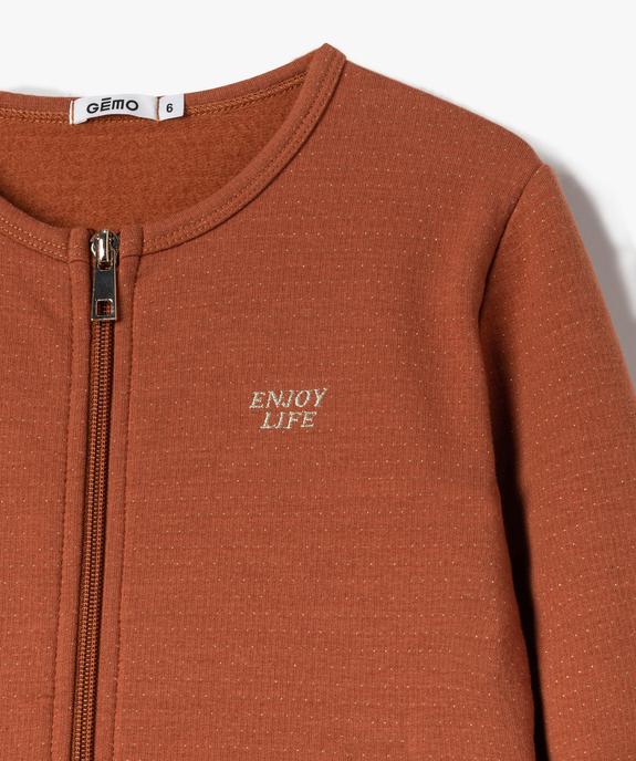 Sweat zippé à col rond avec motifs pailletés fille vue2 - GEMO (ENFANT) - GEMO