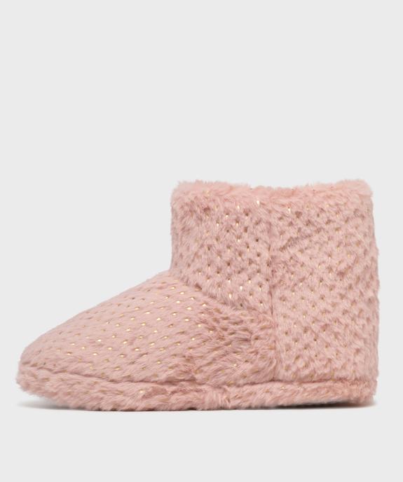 Chaussons montants en fourrure imitation et paillettes femme vue3 - GEMO 4G FEMME - GEMO