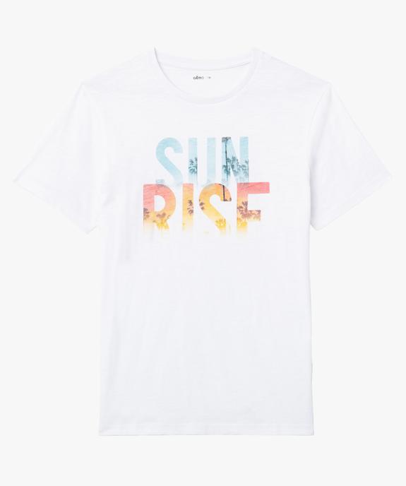 Tee-shirt homme à manches courtes en coton flammé imprimé vue4 - GEMO (HOMME) - GEMO