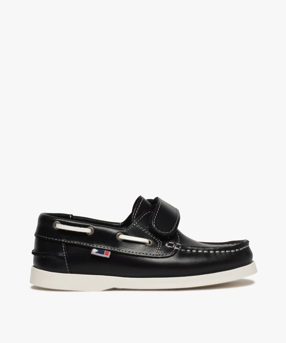 Chaussures bateau garçon dessus cuir à scratch vue1 - GEMO (ENFANT) - GEMO