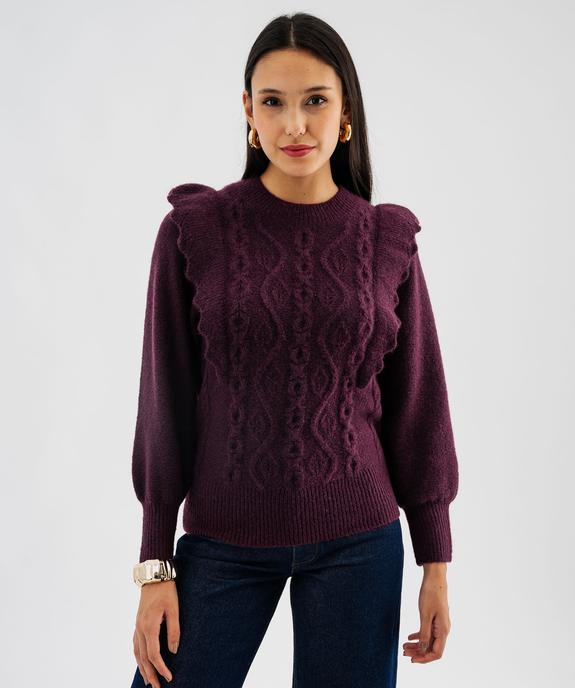 Pull à torsades et volants femme vue1 - GEMO(FEMME PAP) - GEMO