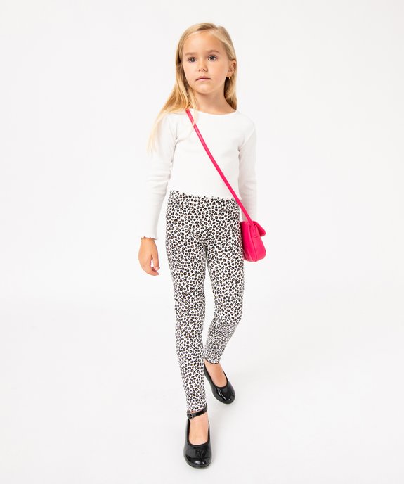 Legging en coton stretch imprimé léopard fille vue1 - GEMO 4G FILLE - GEMO