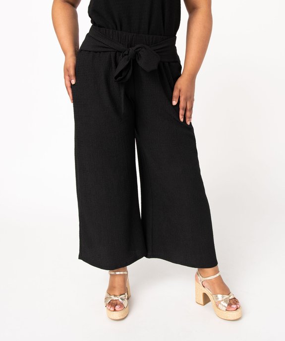 Pantalon en toile gaufrée femme grande taille vue1 - GEMO (G TAILLE) - GEMO