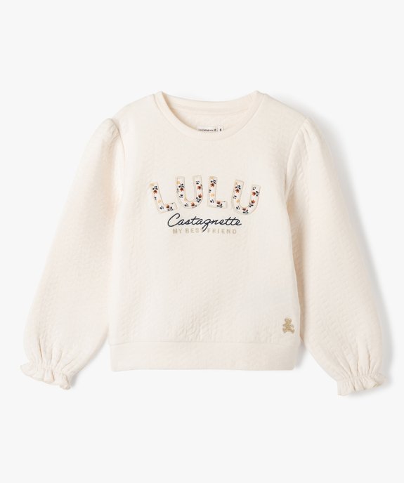 Sweat matelassé fille avec broderie - LuluCastagnette vue2 - LULUCASTAGNETTE - GEMO