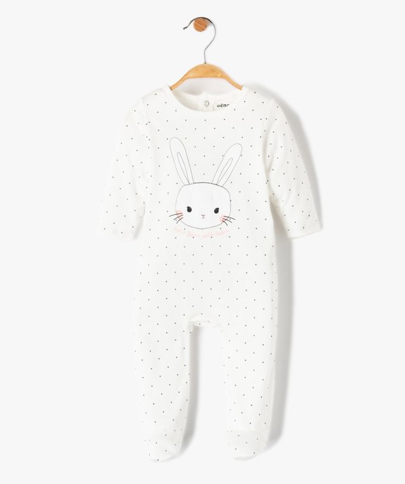 Pyjama bébé pont-dos en jersey à pois et motif lapin vue1 - GEMO(BB COUCHE) - GEMO