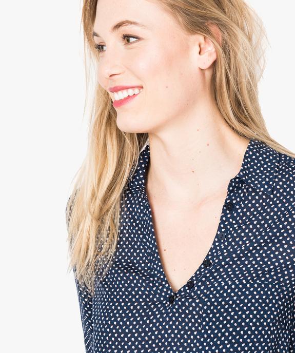Blouse femme fluide à motifs et col v à boutons vue2 - GEMO(FEMME PAP) - GEMO