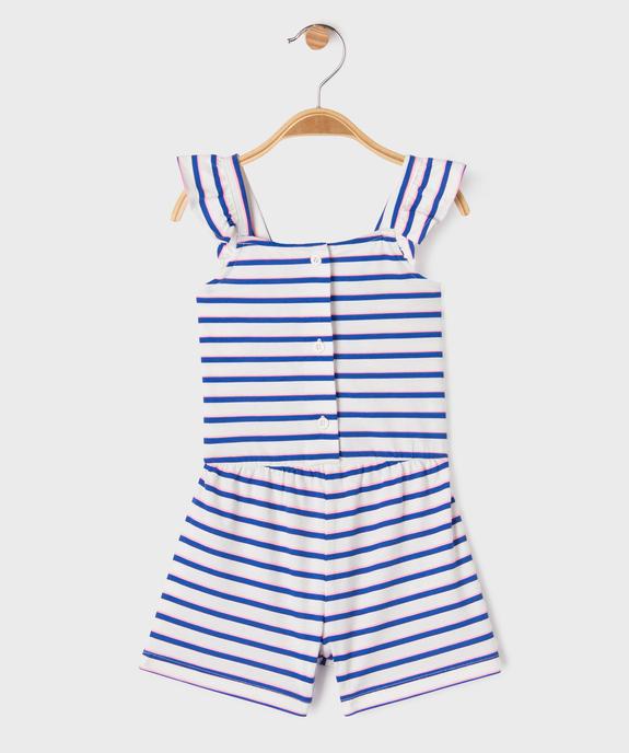 Combishort en coton avec bretelles à volants bébé fille  vue1 - GEMO 4G BEBE - GEMO