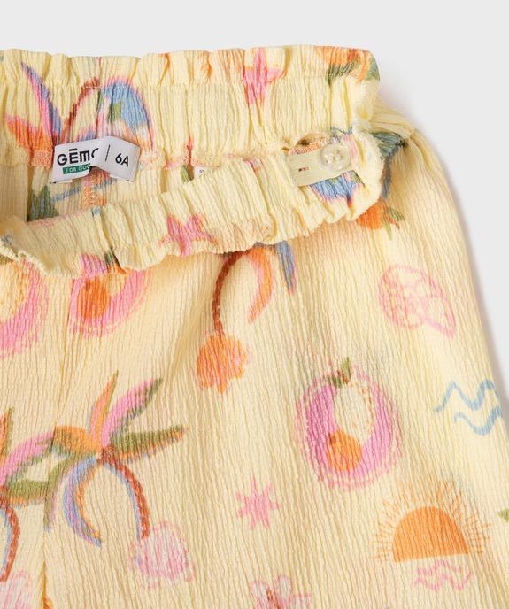 Short en maille texturée imprimée à volants fille vue2 - GEMO 4G FILLE - GEMO