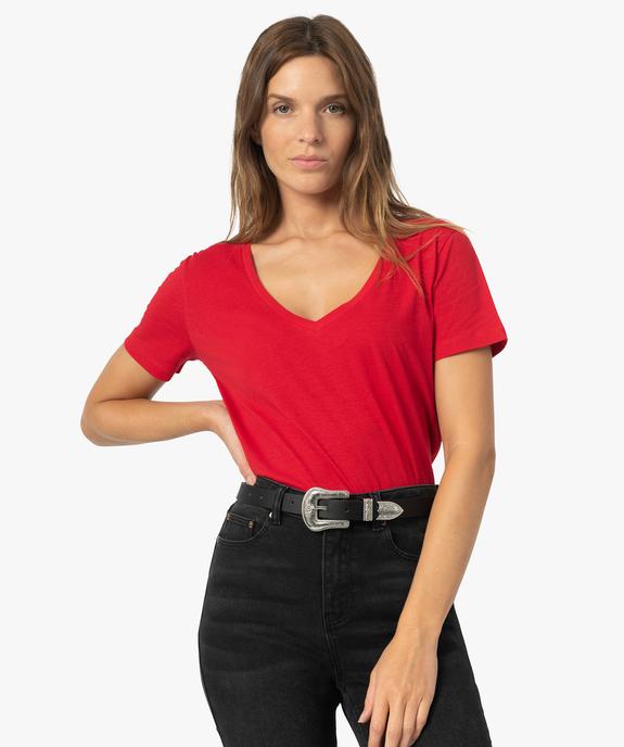 Tee-shirt femme avec large col V vue1 - GEMO(FEMME PAP) - GEMO